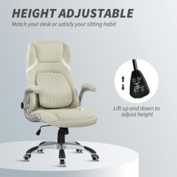Rackhams Fabric Office Desk Chair w/ Adjustable Height Tilt Function Beige - Black - Yes - Office Chair - thumbnail 4