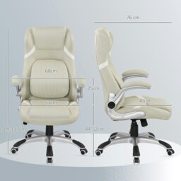 Rackhams Fabric Office Desk Chair w/ Adjustable Height Tilt Function Beige - Black - Yes - Office Chair - thumbnail 6