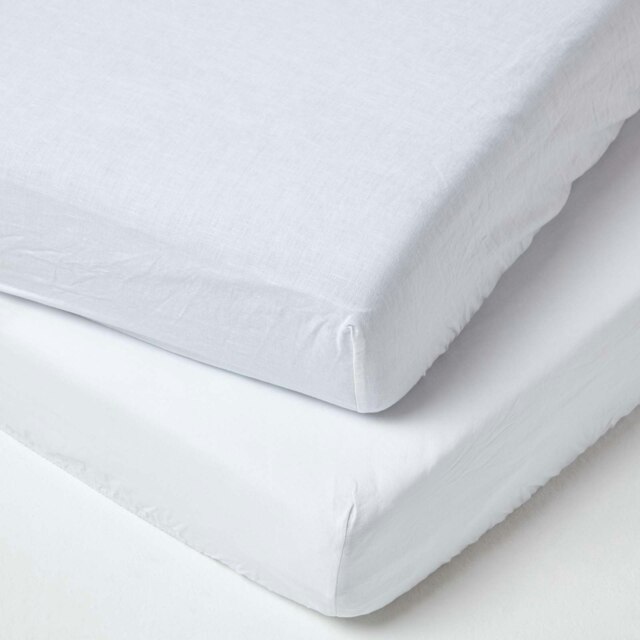 Rackhams French Flax Linen Cot Bed Fitted Sheets - 70 x 140 x 15 cm, 2 Pack - image 1