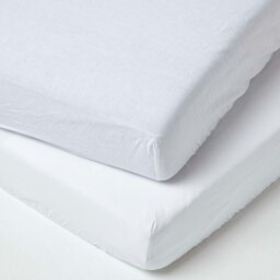 Rackhams French Flax Linen Cot Bed Fitted Sheets - 70 x 140 x 15 cm, 2 Pack - thumbnail 1