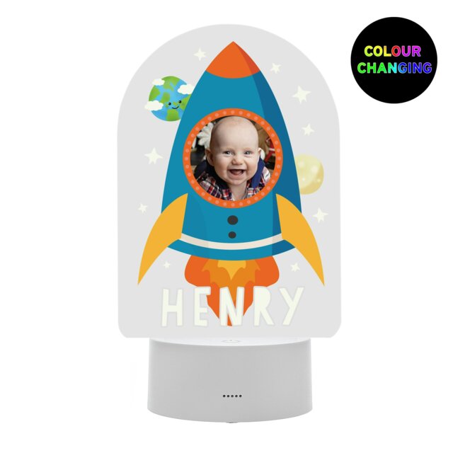 Rackhams Personalised Rocket Photo Upload LED Colour Changing Night Light - image 1