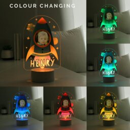 Rackhams Personalised Rocket Photo Upload LED Colour Changing Night Light - thumbnail 4