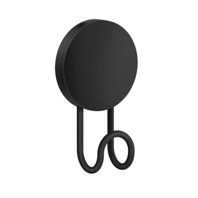Rackhams Black Stainless Steel Single Towel Hook (55 x 90mm) Self Adhesive Bathroom Wall Mounted - image 1