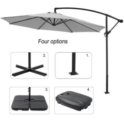 Rackhams 3M Sun Parasol Hanging Banana Umbrella Light Grey  Outdoor Sun Shade - Without base - thumbnail 6