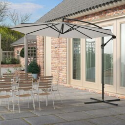Rackhams 3M Sun Parasol Hanging Banana Umbrella Light Grey  Outdoor Sun Shade - Without base - thumbnail 2