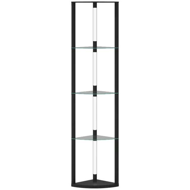Rackhams LED Floor Lamp with Shelves, Dimmable Standing Lamp with Foot Switch for Living Room, Bedroom, Black