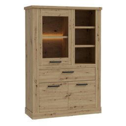 Rackhams Corona Display Cabinet in Artisan Oak - Full Assembly Required - Artisan Oak - Matt