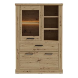 Rackhams Corona Display Cabinet in Artisan Oak - Full Assembly Required - Artisan Oak - Matt - thumbnail 2