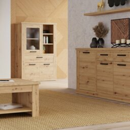 Rackhams Corona Display Cabinet in Artisan Oak - Full Assembly Required - Artisan Oak - Matt - thumbnail 6