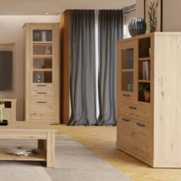 Rackhams Corona Display Cabinet in Artisan Oak - Full Assembly Required - Artisan Oak - Matt - thumbnail 5