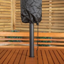 Rackhams Outdoor 4 Person Rectangular Wooden Garden Table, 2 Benches with Grey Havana Parasol & Base - Outdoor Furniture Sets - thumbnail 4