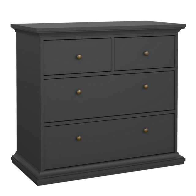 Rackhams Paris Chest of 4 Drawers in Matt Grey - Grey - Matt - Melamine - image 1