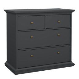 Rackhams Paris Chest of 4 Drawers in Matt Grey - Grey - Matt - Melamine - thumbnail 1