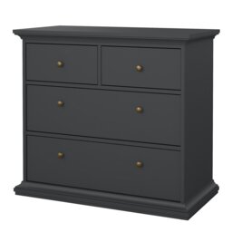 Rackhams Paris Chest of 4 Drawers in Matt Grey - Grey - Matt - Melamine - thumbnail 3