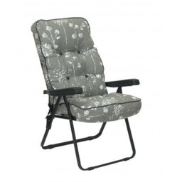 Rackhams Deluxe Garden Recliner Chair with Cushion - Foldable Outdoor Lounger - Red Flower - 99cm x 58cm x 58cm - thumbnail 6