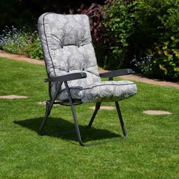 Rackhams Deluxe Garden Recliner Chair with Cushion - Foldable Outdoor Lounger - Red Flower - 99cm x 58cm x 58cm - thumbnail 2