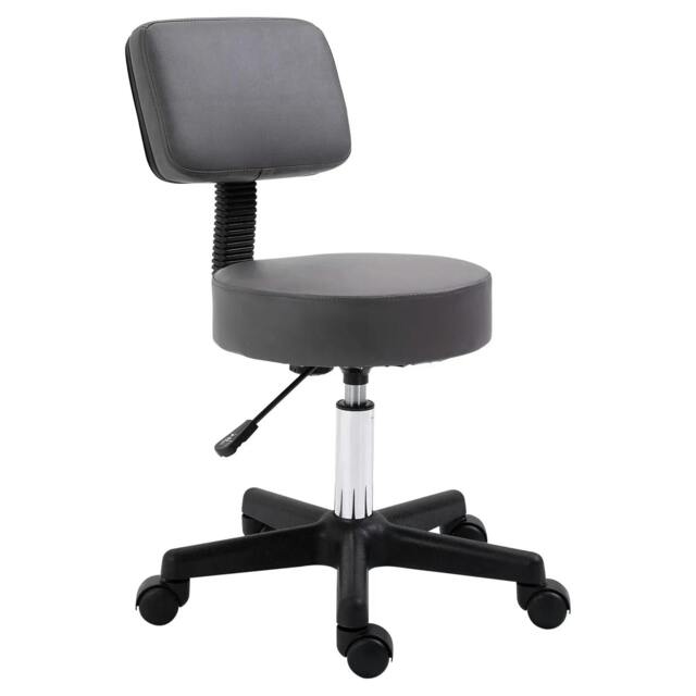 Rackhams Beautician's Swivel Salon Chair w/ Padded Seat Back 5 Wheels Adjustable Height Salon Hairdressers Tattoo Spa Rolling Cushion Professional 35cm Grey - Grey - image 1