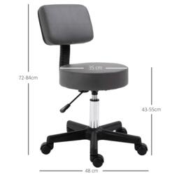 Rackhams Beautician's Swivel Salon Chair w/ Padded Seat Back 5 Wheels Adjustable Height Salon Hairdressers Tattoo Spa Rolling Cushion Professional 35cm Grey - Grey - thumbnail 3
