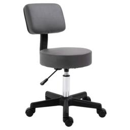 Rackhams Beautician's Swivel Salon Chair w/ Padded Seat Back 5 Wheels Adjustable Height Salon Hairdressers Tattoo Spa Rolling Cushion Professional 35cm Grey - Grey - thumbnail 1