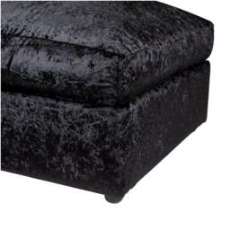 Rackhams Dylan Crushed Velvet Fabric Footstool in Black - Black - thumbnail 3