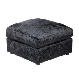 Rackhams Dylan Crushed Velvet Fabric Footstool in Black - Black - thumbnail 2