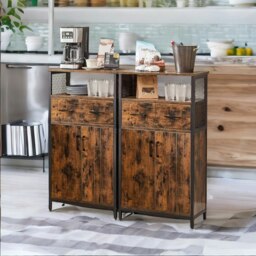 Rackhams Multipurpose Kitchen Sideboard Buffet Cabinet Rustic Brown - thumbnail 5