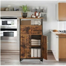 Rackhams Multipurpose Kitchen Sideboard Buffet Cabinet Rustic Brown - thumbnail 4