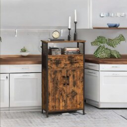 Rackhams Multipurpose Kitchen Sideboard Buffet Cabinet Rustic Brown - thumbnail 2