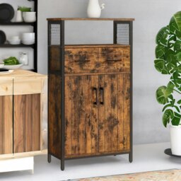 Rackhams Multipurpose Kitchen Sideboard Buffet Cabinet Rustic Brown
