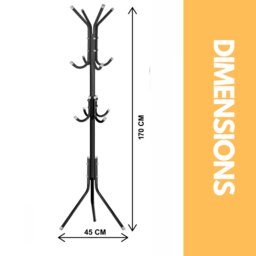 Rackhams Metal Coat Stand With 12 Hooks Black - thumbnail 6