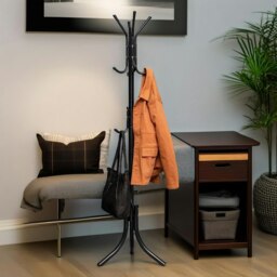 Rackhams Metal Coat Stand With 12 Hooks Black - thumbnail 3