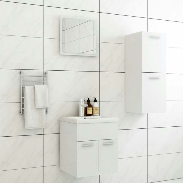 Rackhams Bathroom Furniture Set White Engineered Wood