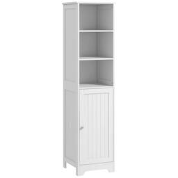 Rackhams Freestanding Bathroom Tall Cabinet with Adjustable Shelf, White - Tall bathroom cabinet - MDF - White - thumbnail 2