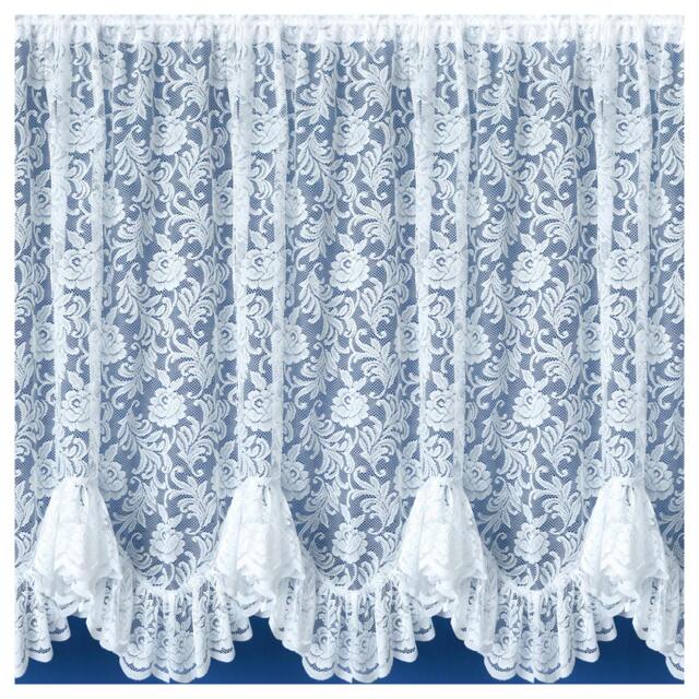 Rackhams Kew Traditional Floral White Net Curtain Flounce