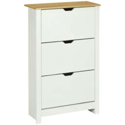 Rackhams Slim Shoe Cabinet, Narrow Shoe Cupboard with 3 Flip Drawers, Adjustable Shelves for 18 Pairs of Shoes for Hallway, White - thumbnail 1