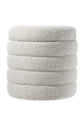 Rackhams Beige Upholstered Round Storage Ottoman for Bedroom Living Room and Makeup Room - Beige - thumbnail 6