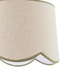 Rackhams Natural Oatmeal Textured Linen Scallop Lamp Shade with Olive Trims - thumbnail 4