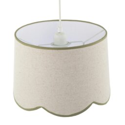 Rackhams Natural Oatmeal Textured Linen Scallop Lamp Shade with Olive Trims - thumbnail 5