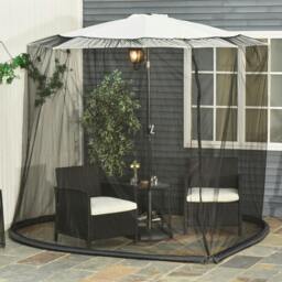 Rackhams 3(M) Garden Umbrella Parasol  Patio Table Mosquito Net Cover Screen Bug Netting Cover - thumbnail 1
