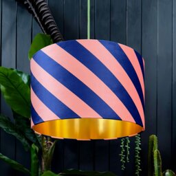 "Rackhams Peach Fuzz Helter Skelter Velvet Lampshades With Gold Foil Lining - 45cm diameter x 25cm height / 18"" x 10""" - thumbnail 1