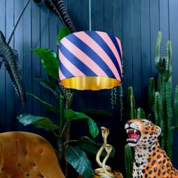 "Rackhams Peach Fuzz Helter Skelter Velvet Lampshades With Gold Foil Lining - 45cm diameter x 25cm height / 18"" x 10""" - thumbnail 2