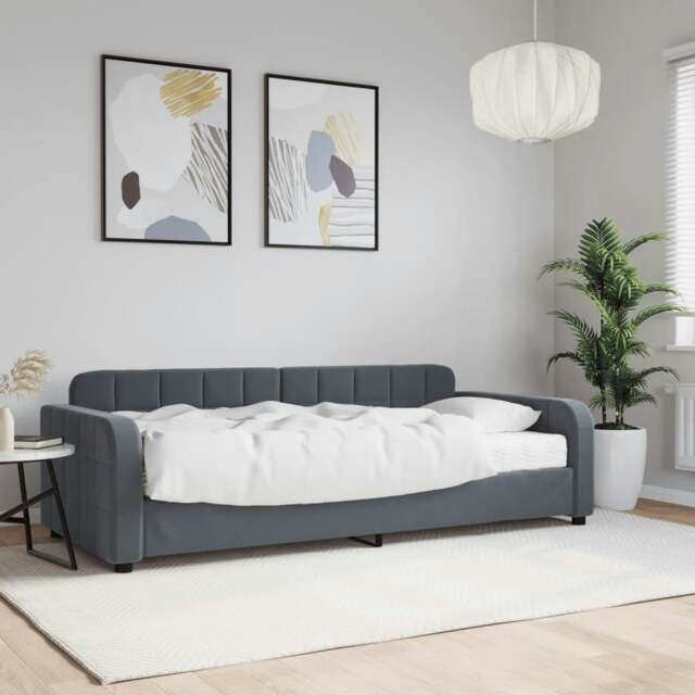 Rackhams Daybed with Mattress Dark Grey 90x190 cm Velvet