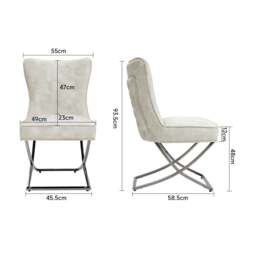 Rackhams Set of 2 Beige High Back Dining Chairs with velvet Upholstered - Grey - thumbnail 4