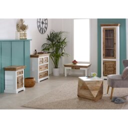 Rackhams Milano Solid Mango Wood White Bedside Cabinet with 1 Darwer & 1 Door - Wood - 1 - 45x35x60 CM (LxDxH) - thumbnail 5