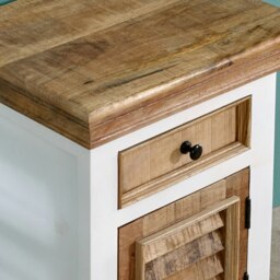 Rackhams Milano Solid Mango Wood White Bedside Cabinet with 1 Darwer & 1 Door - Wood - 1 - 45x35x60 CM (LxDxH) - thumbnail 4