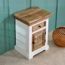 Rackhams Milano Solid Mango Wood White Bedside Cabinet with 1 Darwer & 1 Door - Wood - 1 - 45x35x60 CM (LxDxH) - thumbnail 3