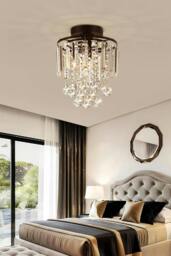 Rackhams Morden Crystal Mount Ceiling Light - Black - One Size - thumbnail 3