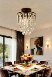 Rackhams Morden Crystal Mount Ceiling Light - Black - One Size - thumbnail 1