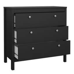 Rackhams Madrid Chest 3 drawers in Matt Black - Black - Matt - Melamine - thumbnail 5