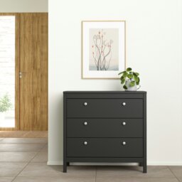 Rackhams Madrid Chest 3 drawers in Matt Black - Black - Matt - Melamine - thumbnail 6